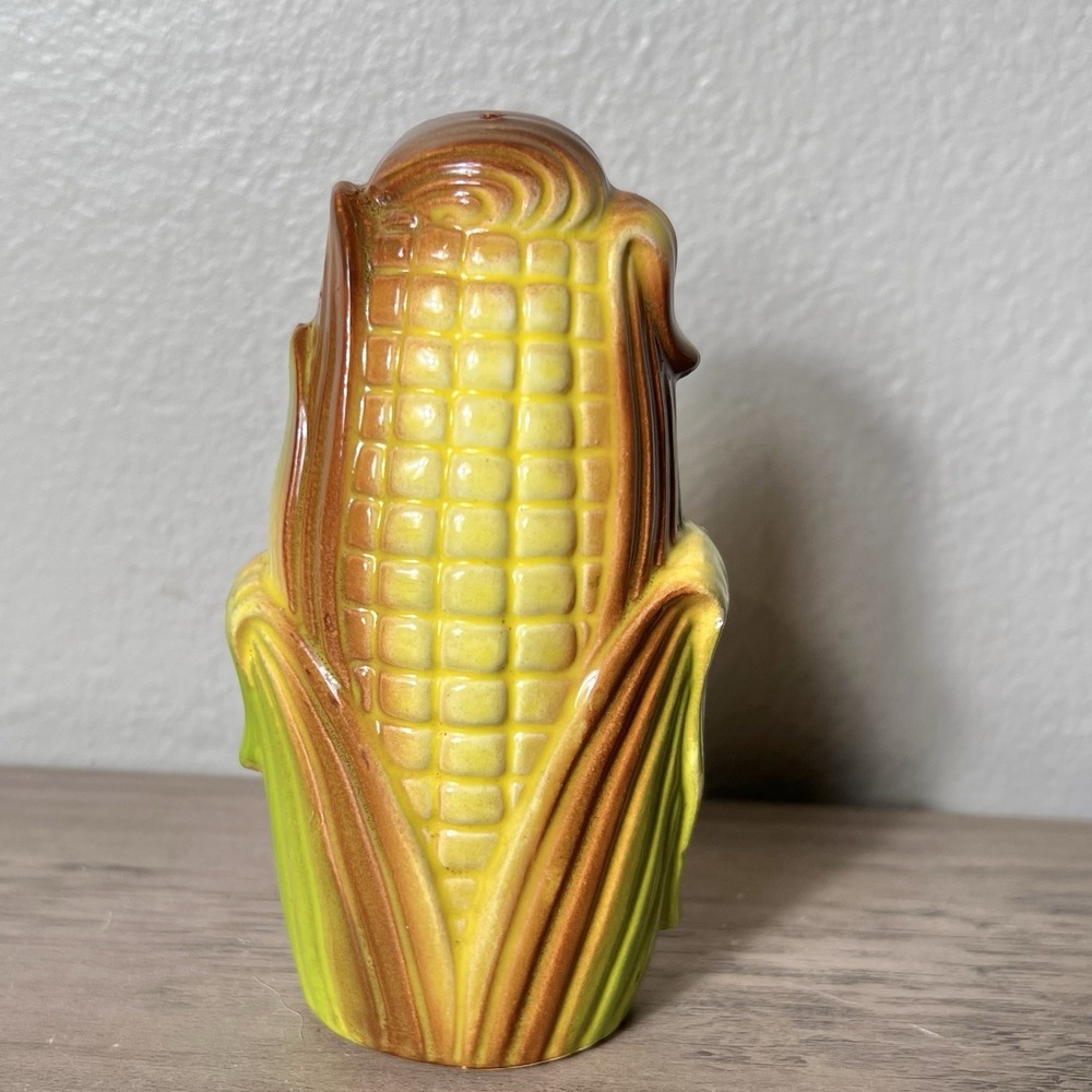 Vtg Corn Cob Ceramic Salt or Pepper Shaker Mid Century Kitchen Decor Japan READ